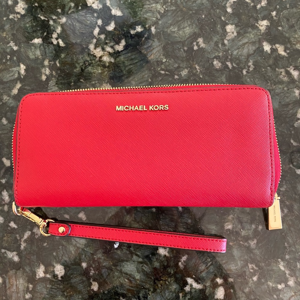 Red Michael Kors wristlet